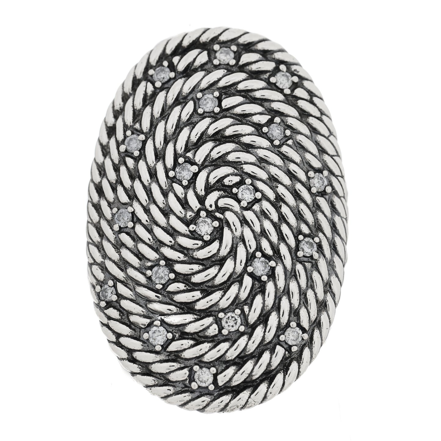 Sterling Silver Diamond Cable Coil Ring 54 7