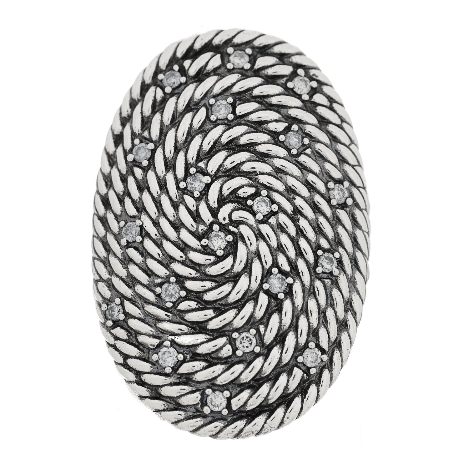 David Yurman Sterling Silver Diamond Cable Coil Ring 54 7 1 of 4
