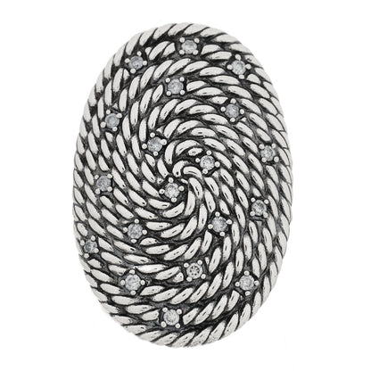 David Yurman Sterling Silver Diamond Cable Coil Ring 54 7 1 of 4