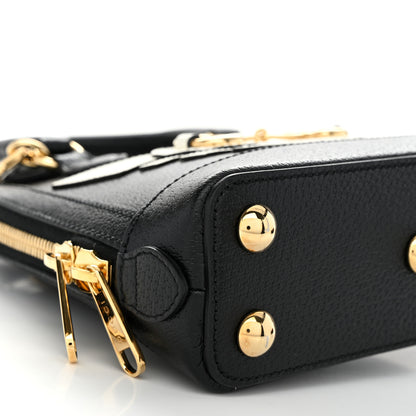 Gucci X ADIDAS Textured Dollar Calfskin Web Trefoil Mini Horsebit 1955 Top Handle Bag Black Off White 9 of 11