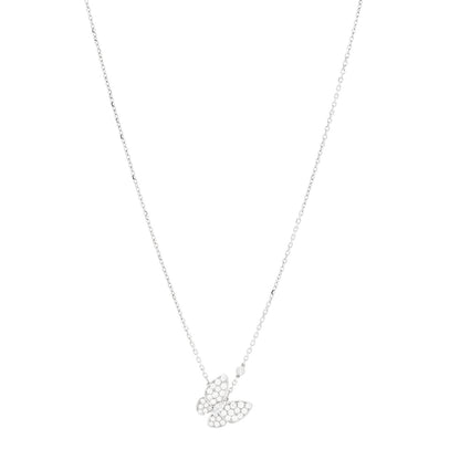 Van Cleef & Arpels 18K White Gold Diamond Two Butterfly Pendant Necklace 1 of 5