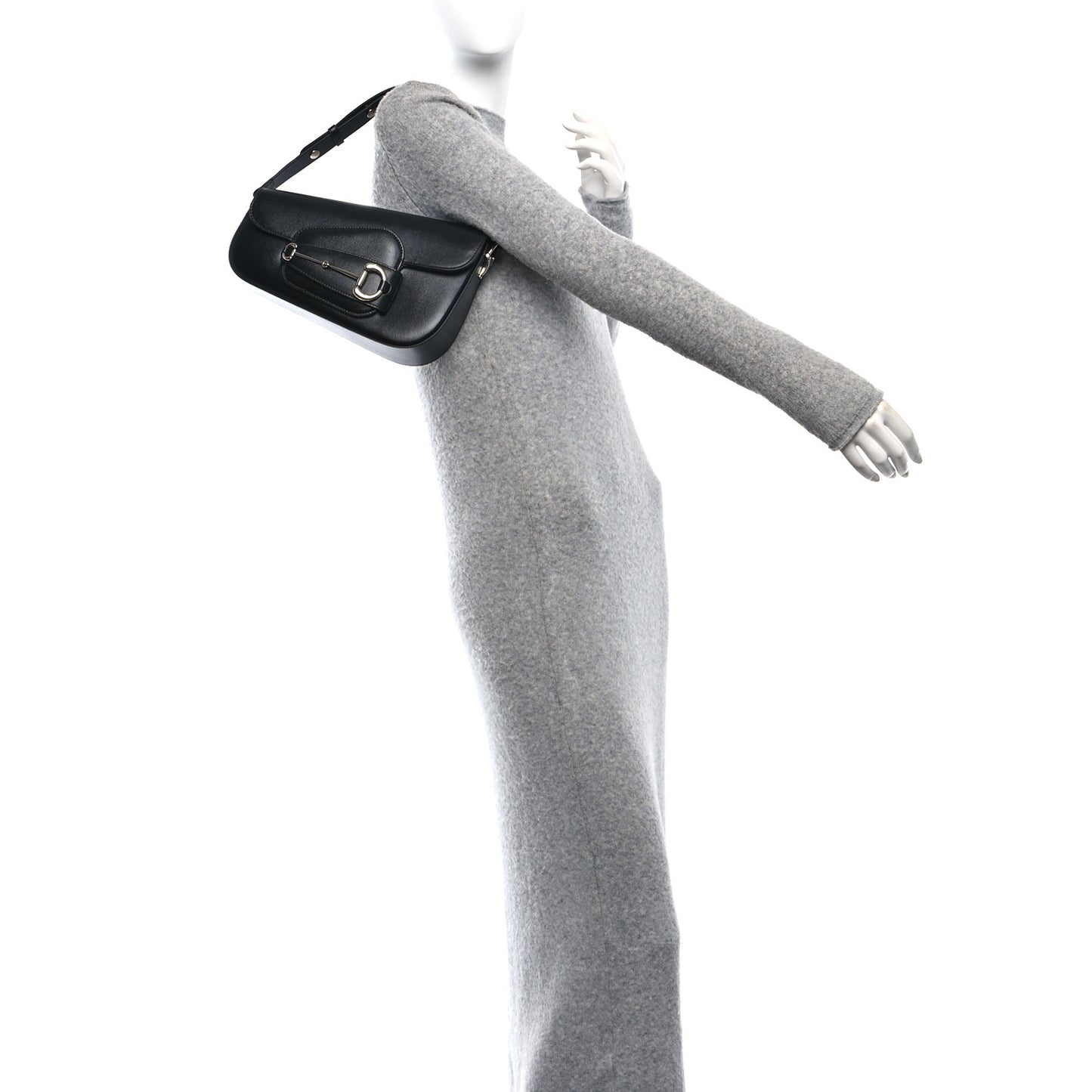 Demetra Small Horsebit 1955 Asymmetric Shoulder Bag Black