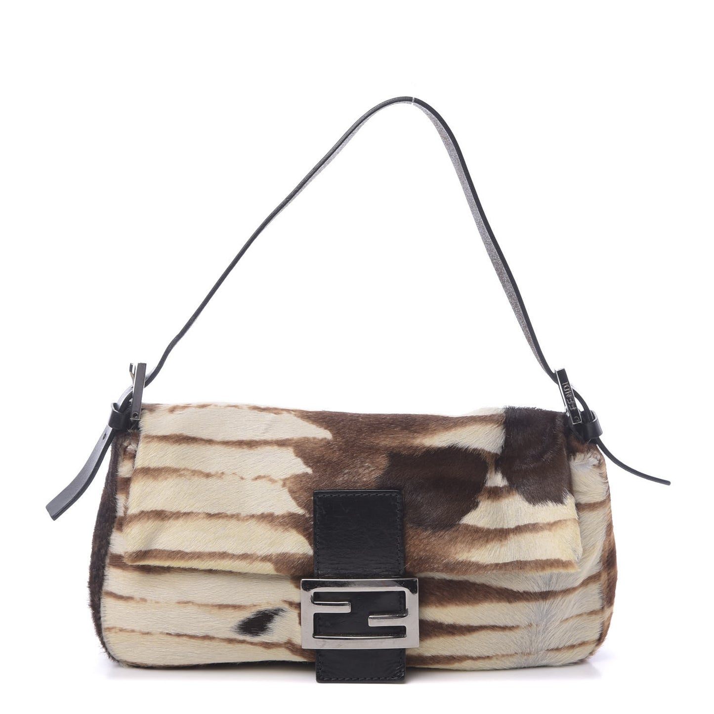 Calf Hair Zebra Print Baguette Brown