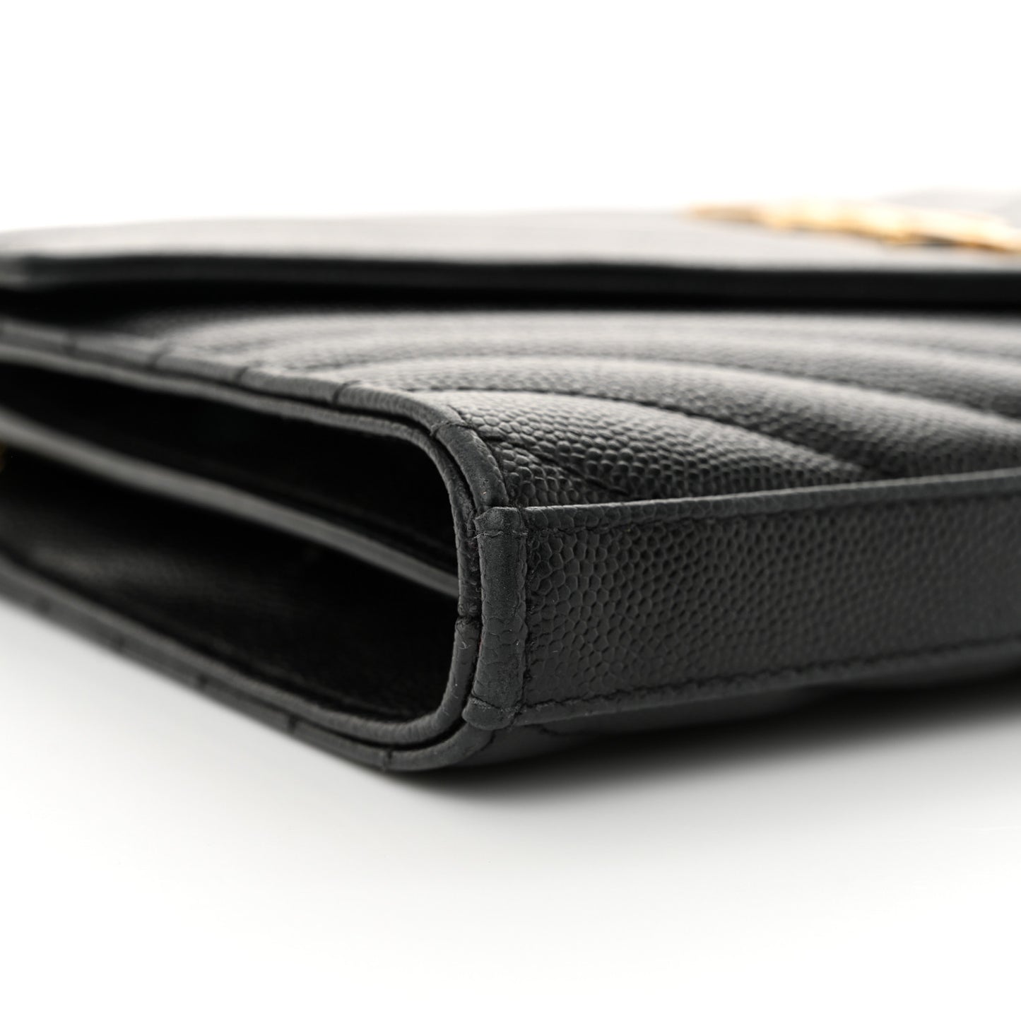 Grain De Poudre Matelasse Chevron Monogram Chain Wallet Black