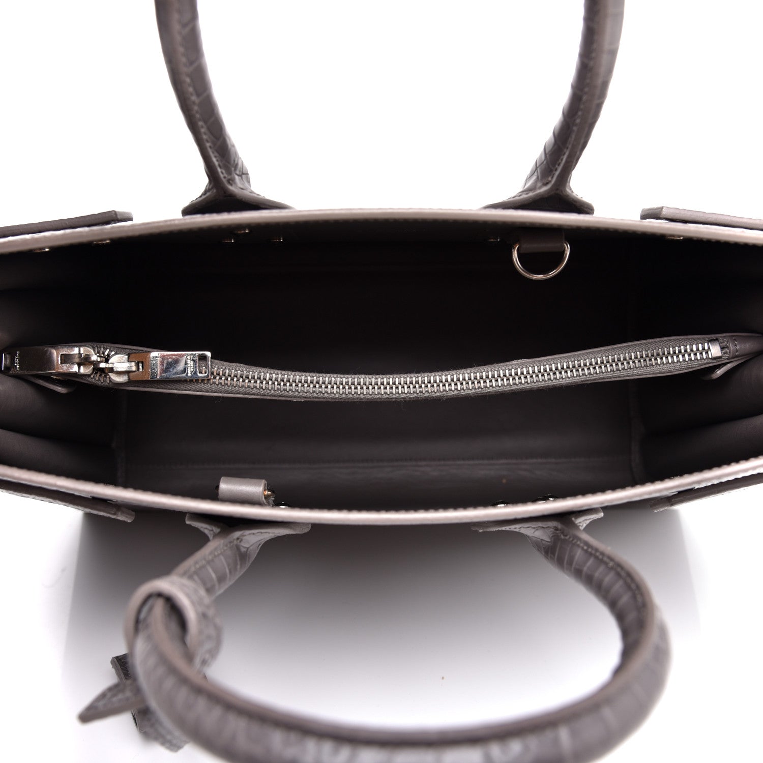 Saint Laurent Calfskin Crocodile Embossed Small Sac De Jour Fog 5 of 11