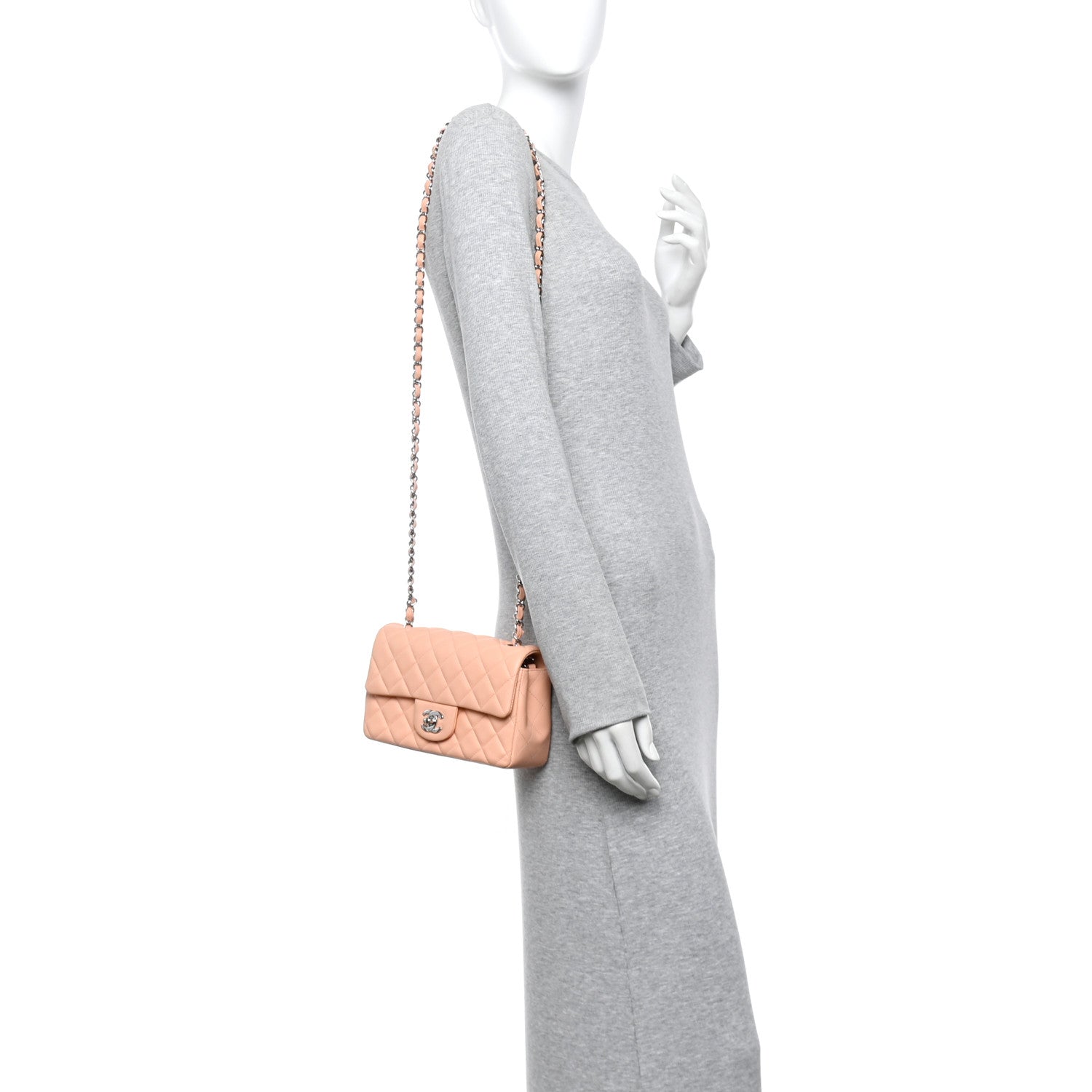 Chanel Lambskin Quilted Mini Rectangular Flap Light Pink 2 of 11