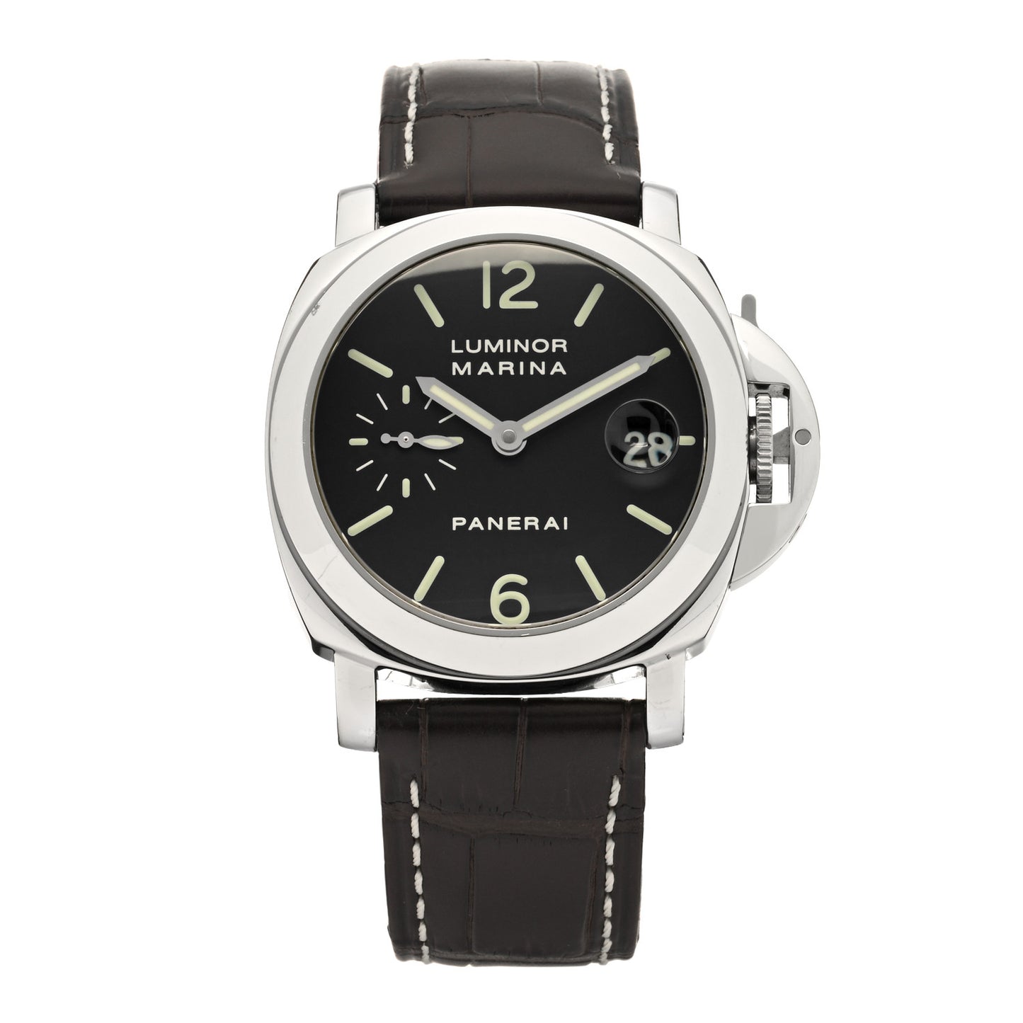 Stainless Steel Alligator 40mm Luminor Marina Automatic Watch Black PAM00048