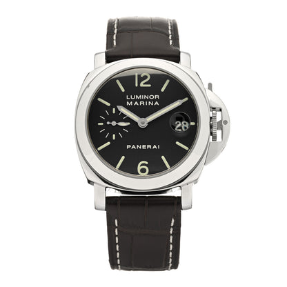 Panerai Stainless Steel Alligator 40mm Luminor Marina Automatic Watch Black PAM00048 1 of 4