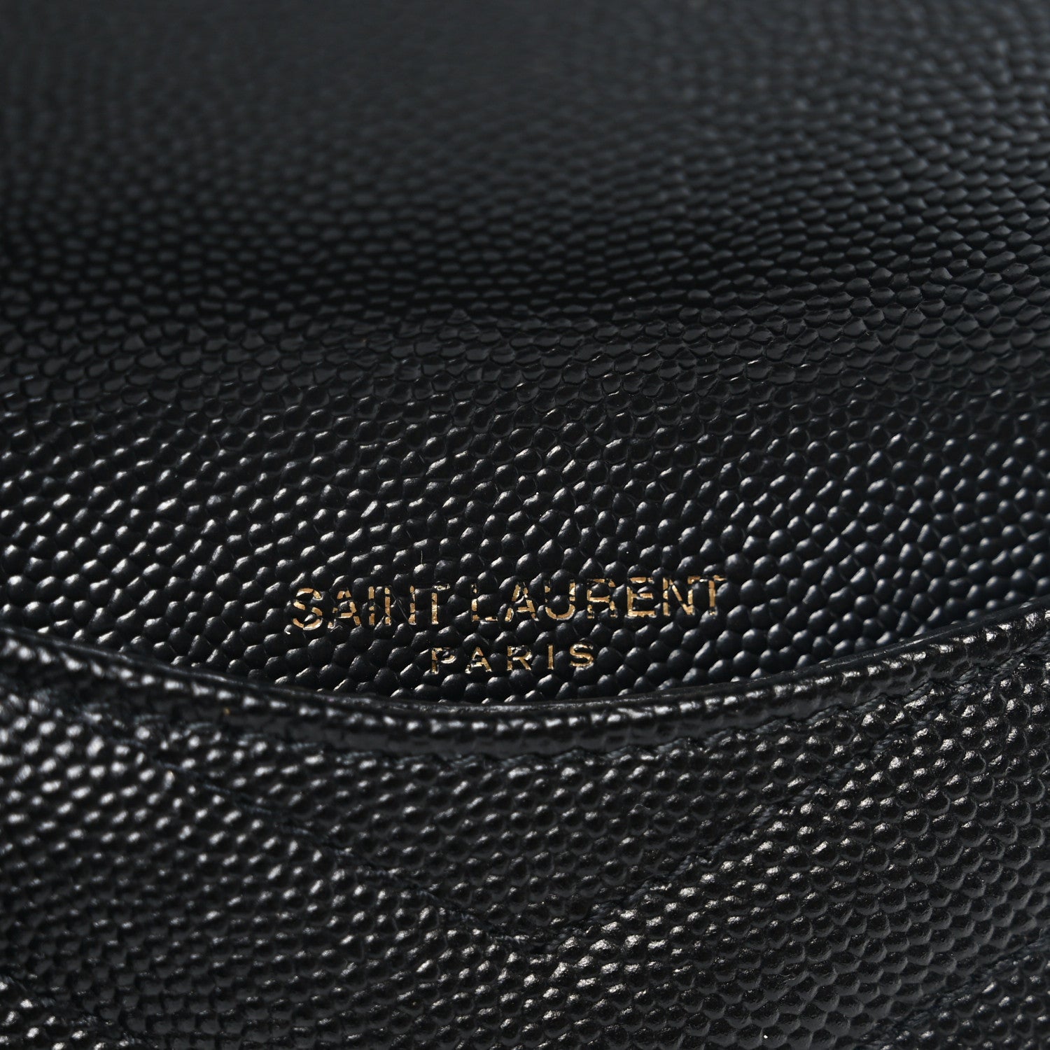 Saint Laurent Grain De Poudre Matelasse Chevron Monogram Compact Wallet Black 6 of 6