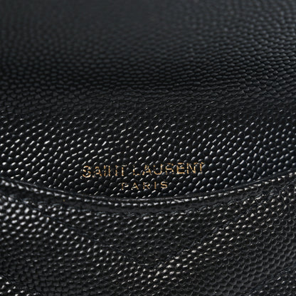 Saint Laurent Grain De Poudre Matelasse Chevron Monogram Compact Wallet Black 6 of 6