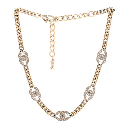 Chanel Crystal Chain CC Necklace Gold Silver 3 of 7
