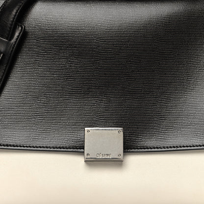 Celine Calfskin Lizard Embossed Small Trapeze Off-White Black 7 of 11