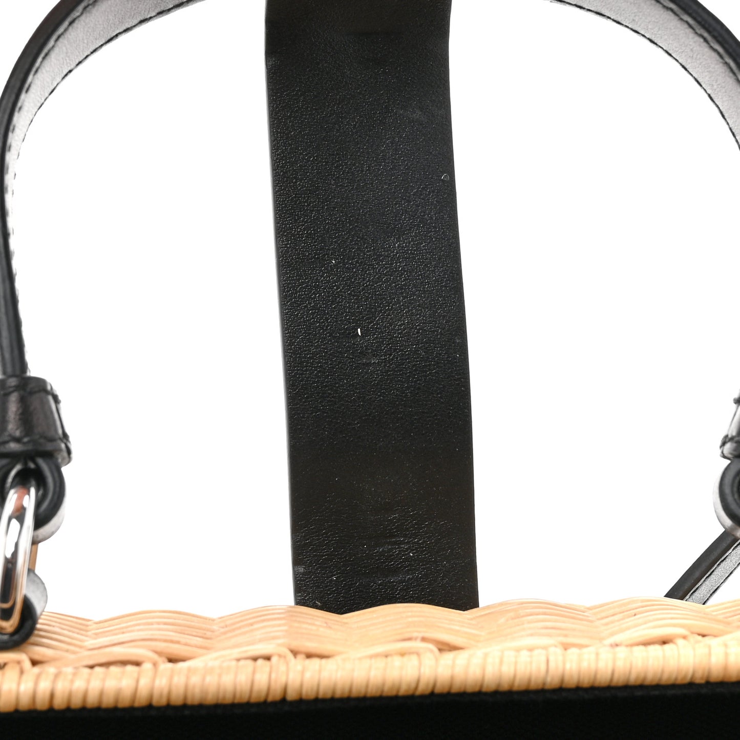 Wicker Top Handle Shoulder Bag Naturale Black