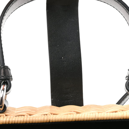 Prada Wicker Top Handle Shoulder Bag Naturale Black 10 of 10