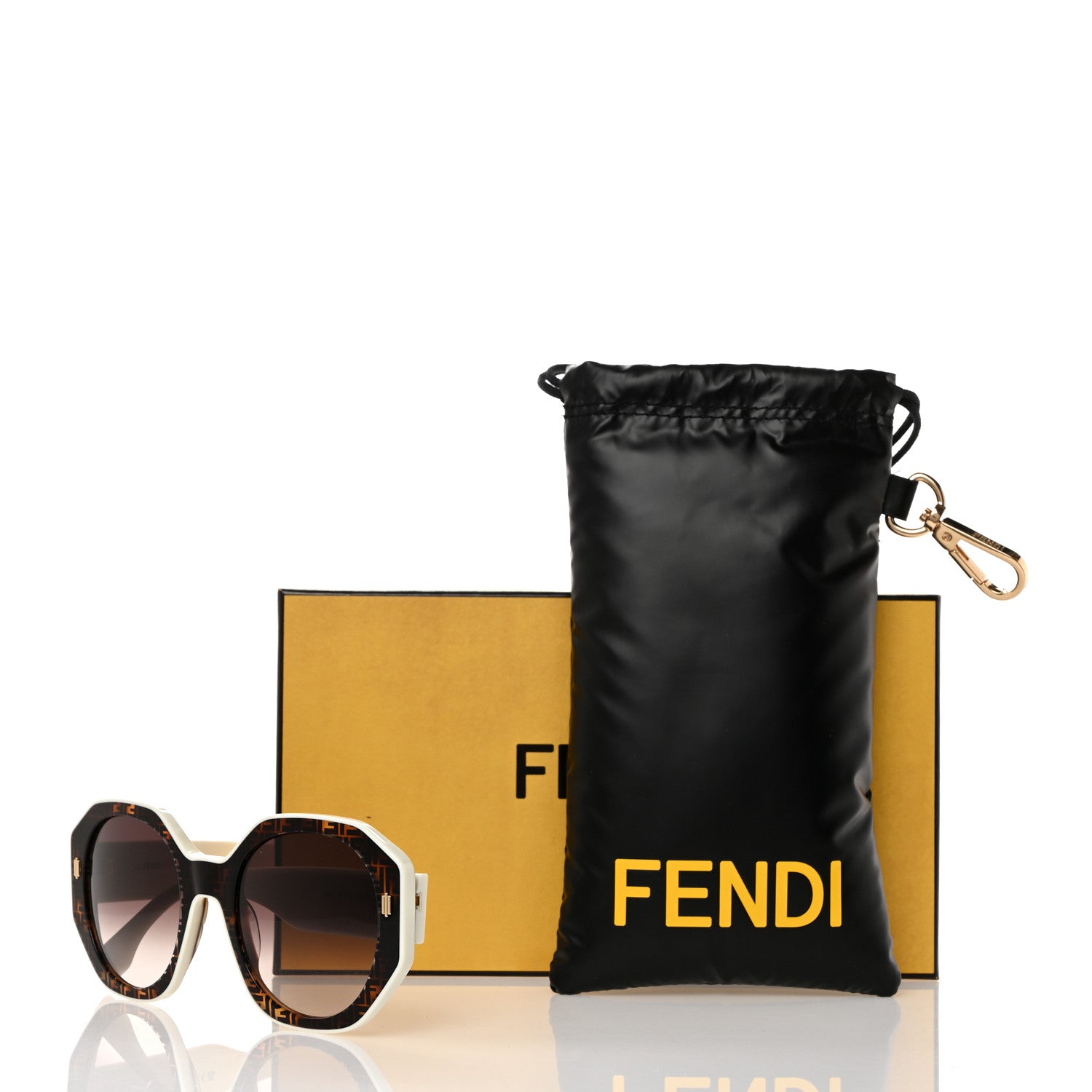 Fendi Acetate Hexagonal Fendi Bold Sunglasses FE40045I Havana White 7 of 7