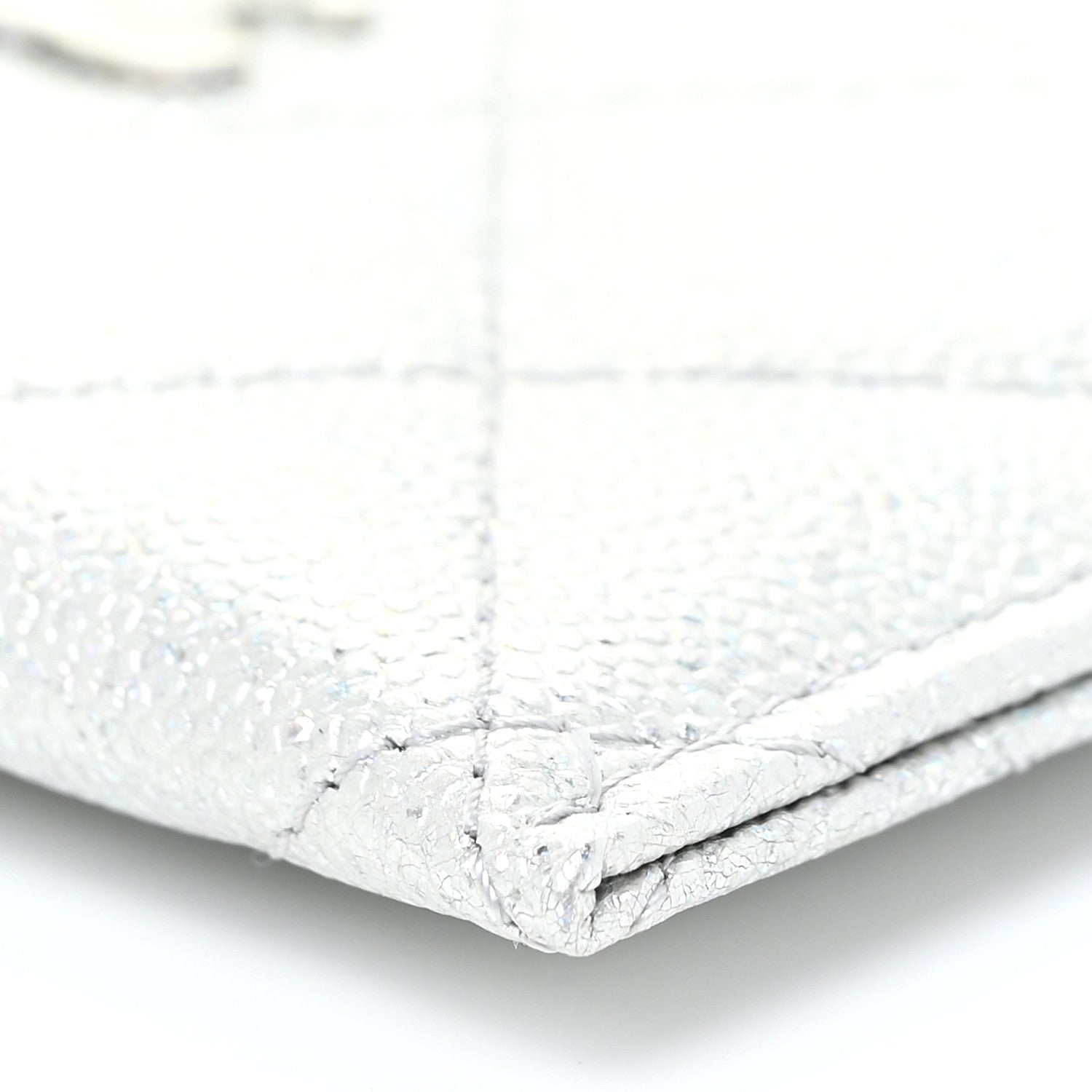 Chanel Glittered Metallic Caviar Quilted Card Holder Silver 11 of 12