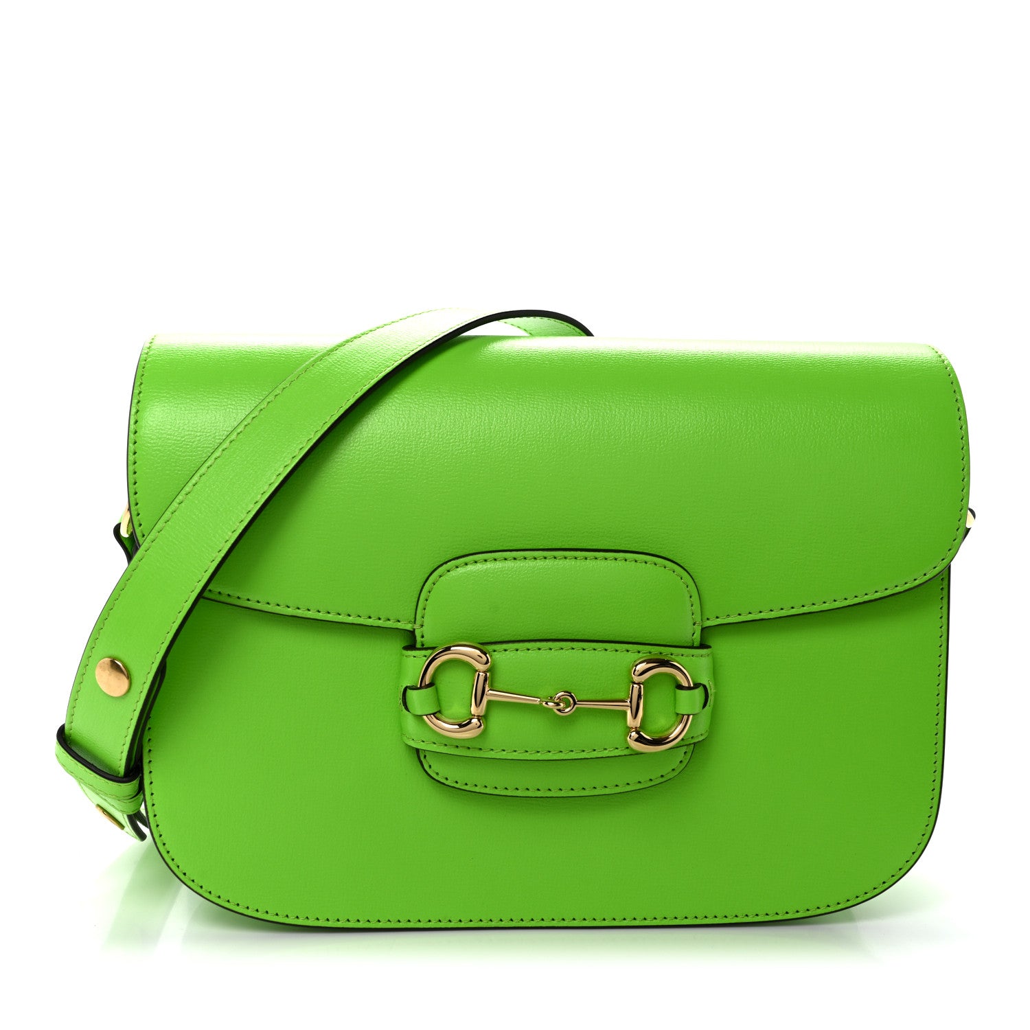 Gucci Azalea Calfskin Horsebit 1955 Shoulder Bag Electric Green 1 of 10