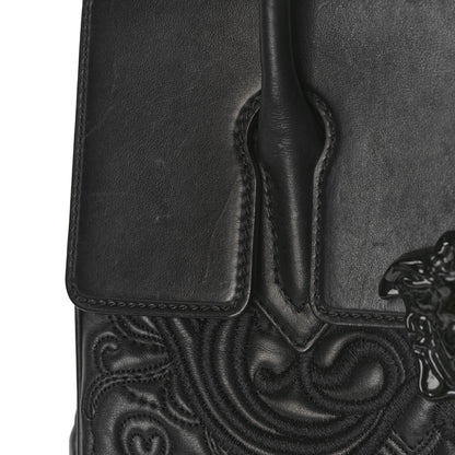 Versace Calfskin Embroidered Medium Baroque Palazzo Empire Bag Black 11 of 13