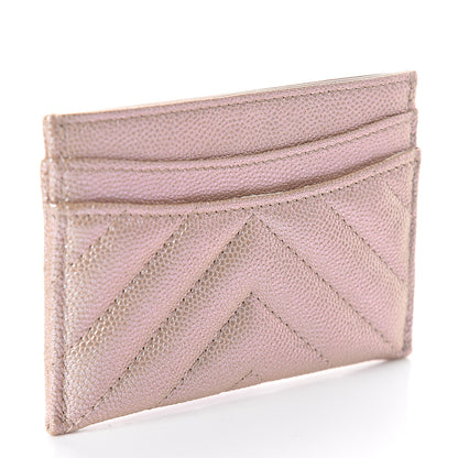 Chanel Metallic Caviar Chevron Quilted Card Holder Light Gold 3 of 8