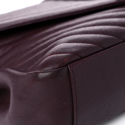 Saint Laurent Sheepskin Matelasse Chevron Large Monogram Satchel Amaranto 9 of 24