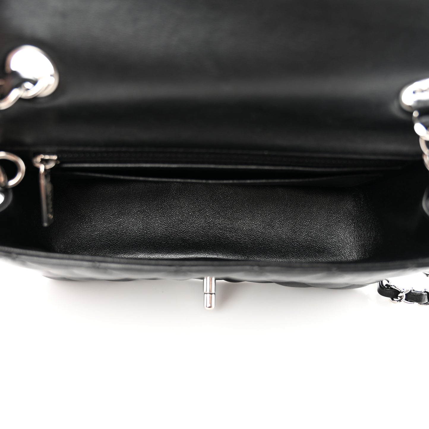 Lambskin Quilted Mini Rectangular Flap Black