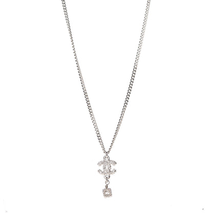 Chanel Crystal CC Drop Necklace Silver 1 of 7