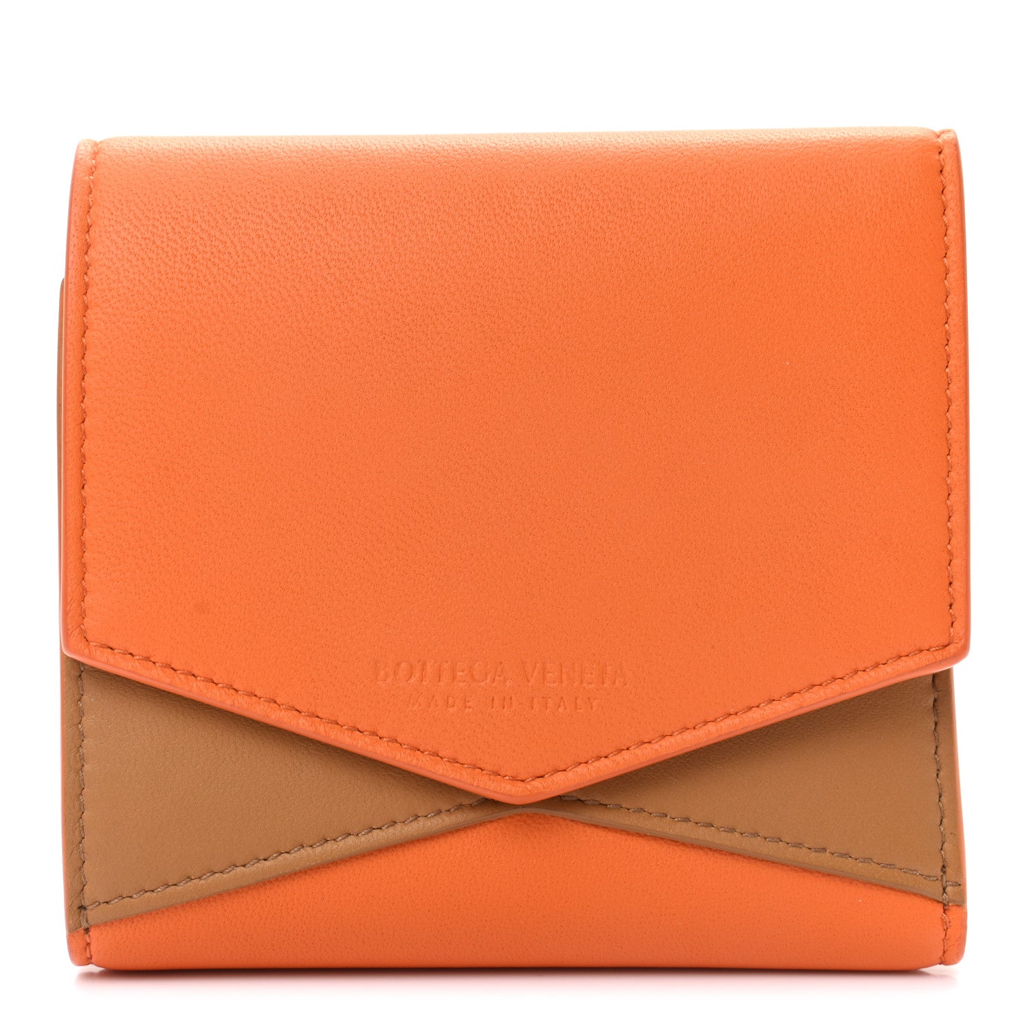 Bottega Veneta Bi-Color Trifold Wallet Orange 1 of 7