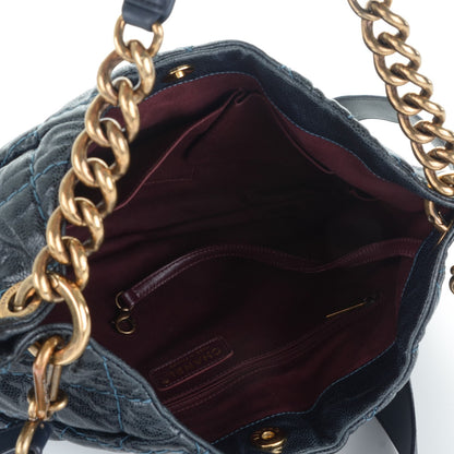 Chanel Crumpled Grained Calfskin Coco Pleats Hobo Dark Blue 5 of 7