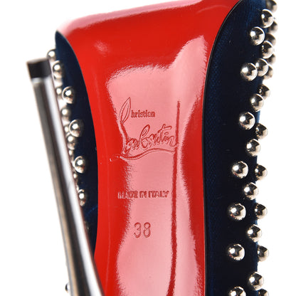 Christian Louboutin Velvet Specchio Billy 120 Spikes Pumps 38 Silver Eclipse 7 of 8