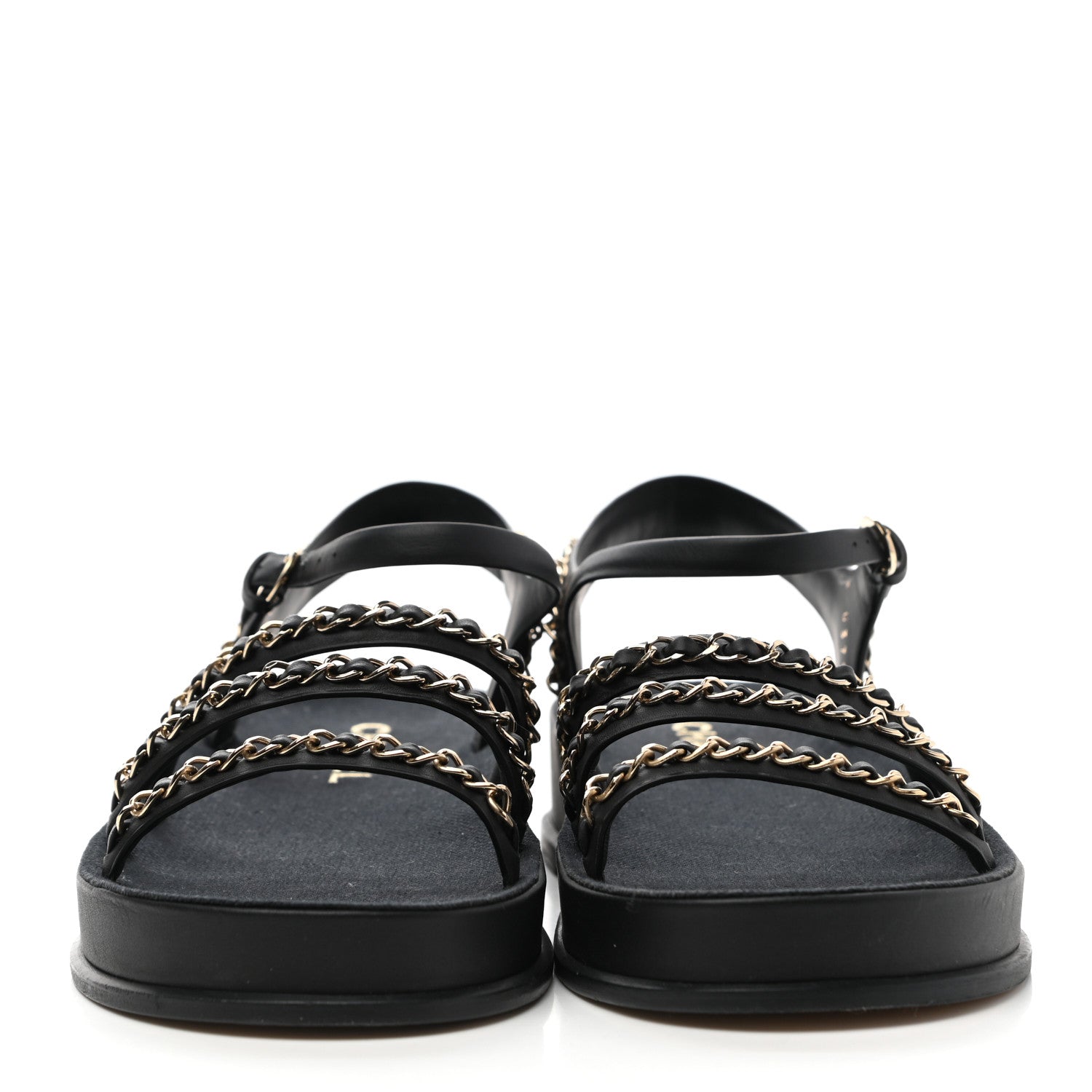 Chanel Calfskin Chain Platform Sandals 40 Black 2 of 11