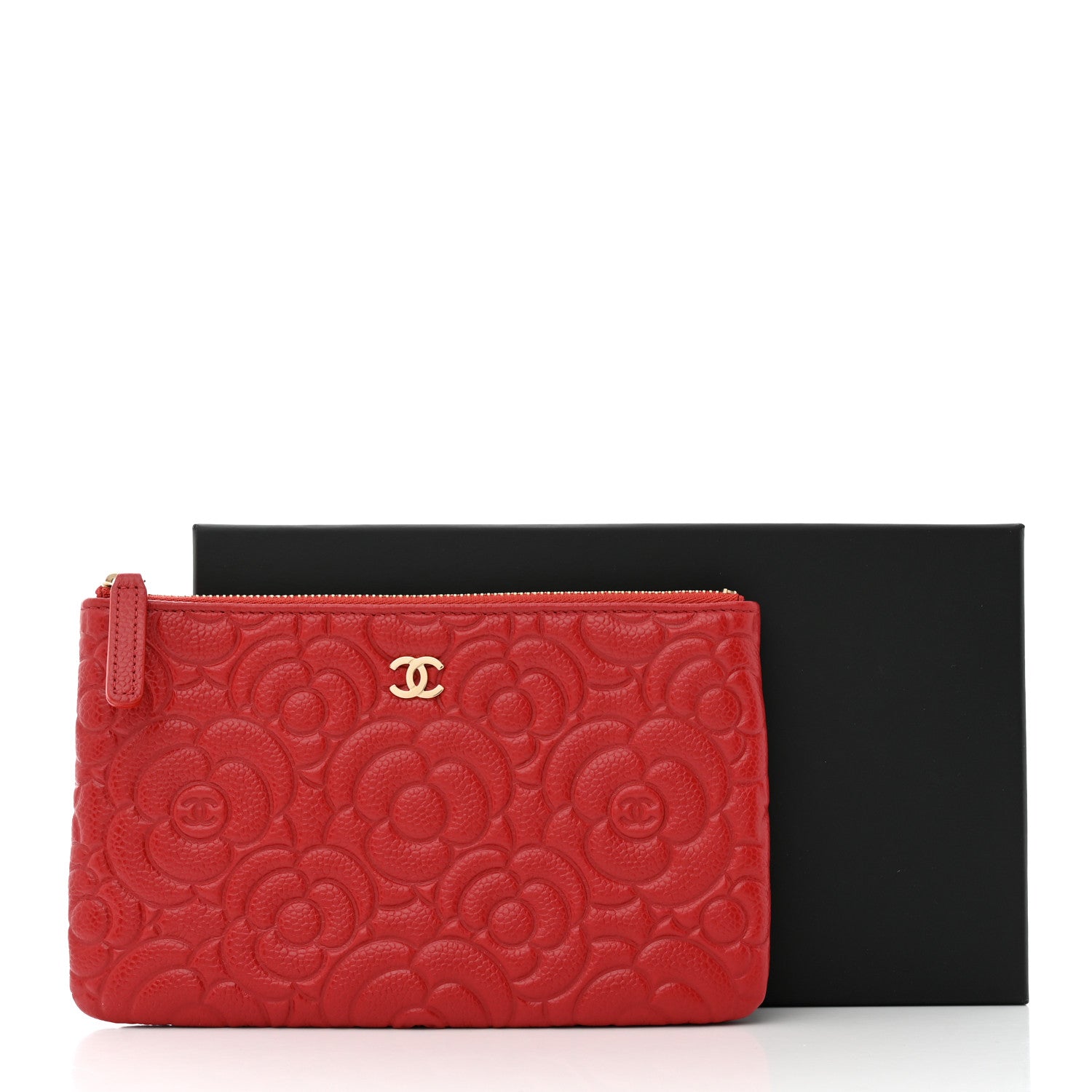 Chanel Caviar Camellia Embossed Cosmetic Pouch Red 8 of 8