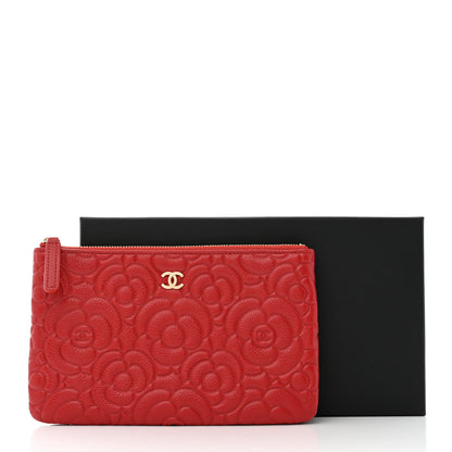Chanel Caviar Camellia Embossed Cosmetic Pouch Red 8 of 8