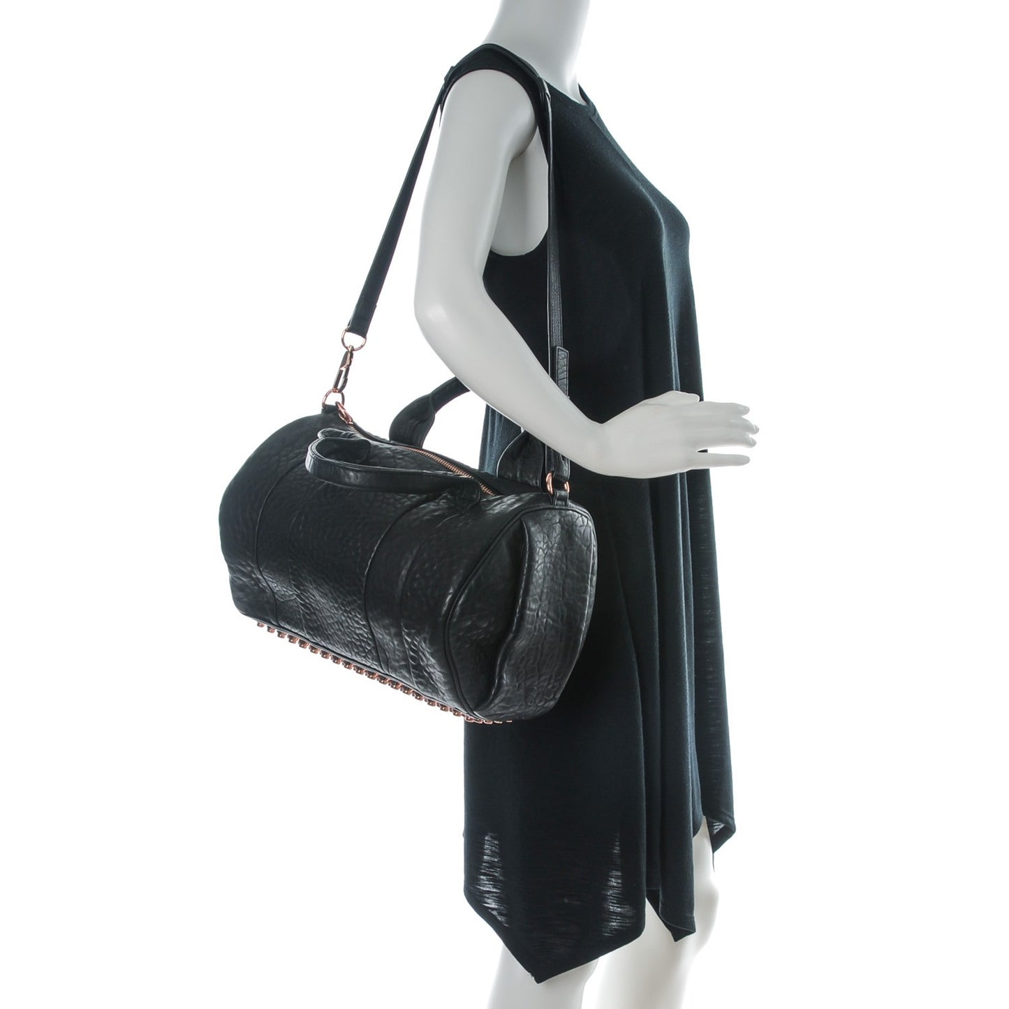 Pebbled Lambskin Rocco Black Rose Gold Hardware