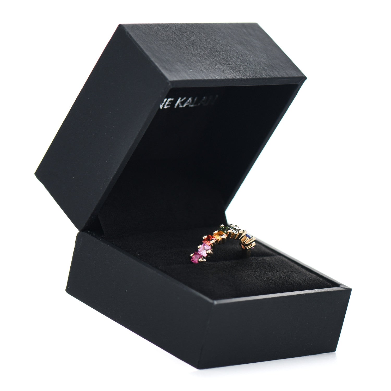 Suzanne Kalan 18K Yellow Gold Sapphire Rainbow Half Band Ring 53 6.5 7 of 7