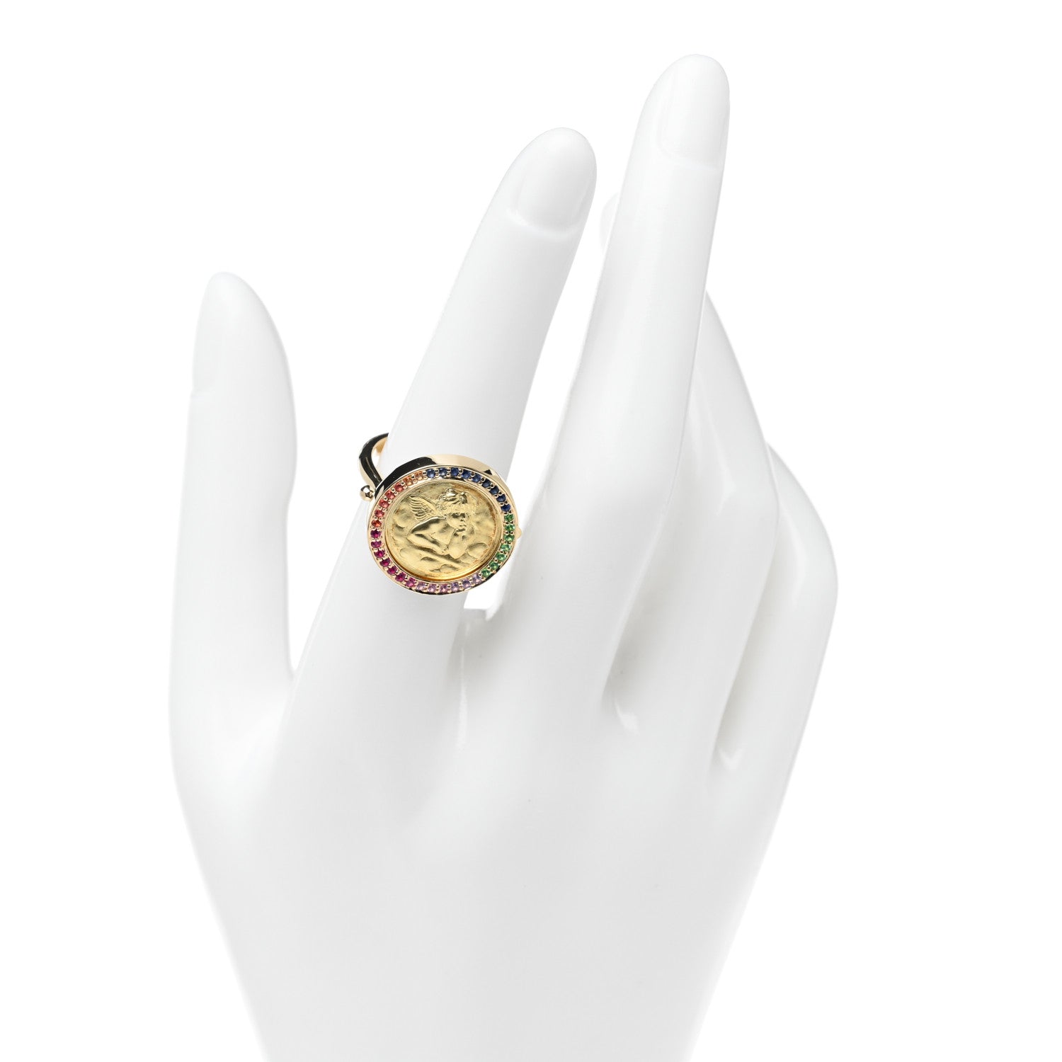 Temple St. Clair 18K Yellow Gold Sapphire Large Angel Rainbow Ring 53 6.25 2 of 6