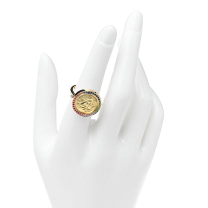 Temple St. Clair 18K Yellow Gold Sapphire Large Angel Rainbow Ring 53 6.25 2 of 6