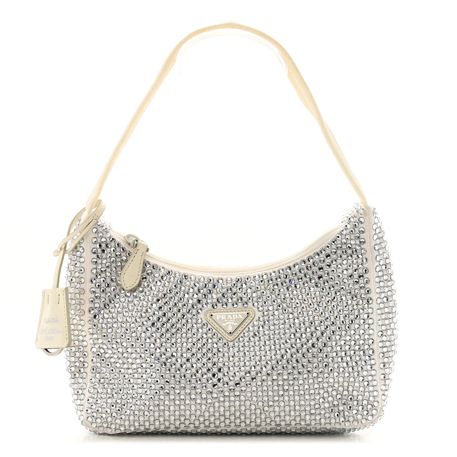 Prada Satin Crystal Mini Re-Edition 2000 Bag White 1 of 14