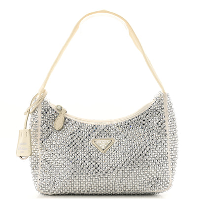 Prada Satin Crystal Mini Re-Edition 2000 Bag White 1 of 14
