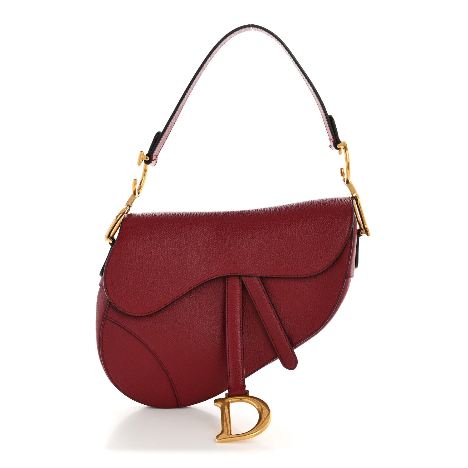 Christian Dior Grained Calfskin Saddle Bag Red 1 of 14