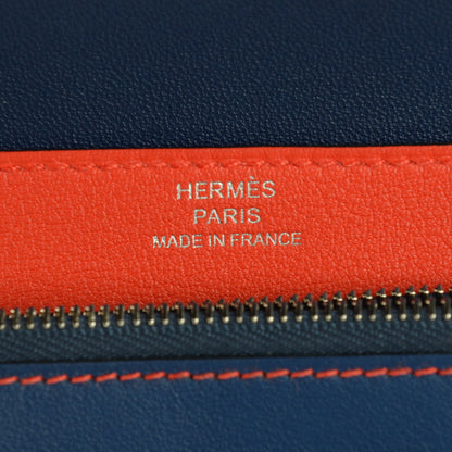 Hermes Evercolor Bi Color Compact Dogon Wallet Bleu Saphir Capucine 10 of 12