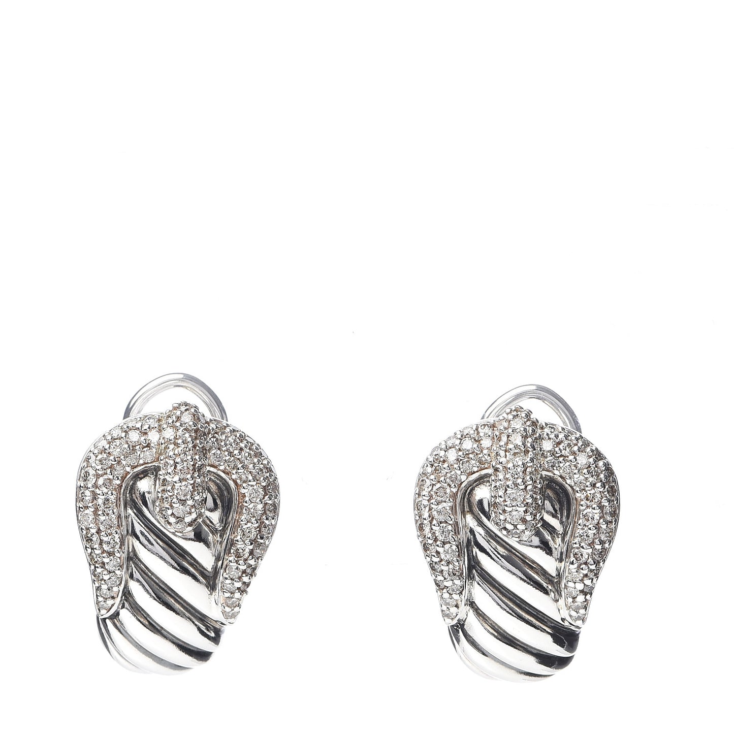 Sterling Silver Diamond Buckle Earrings