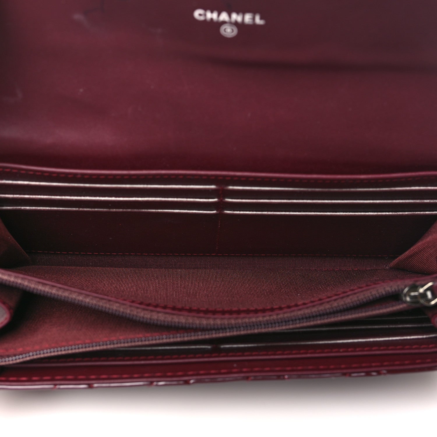 Chanel Patent Quilted Large Brilliant Flap Wallet Dark Burgundy 5 of 12