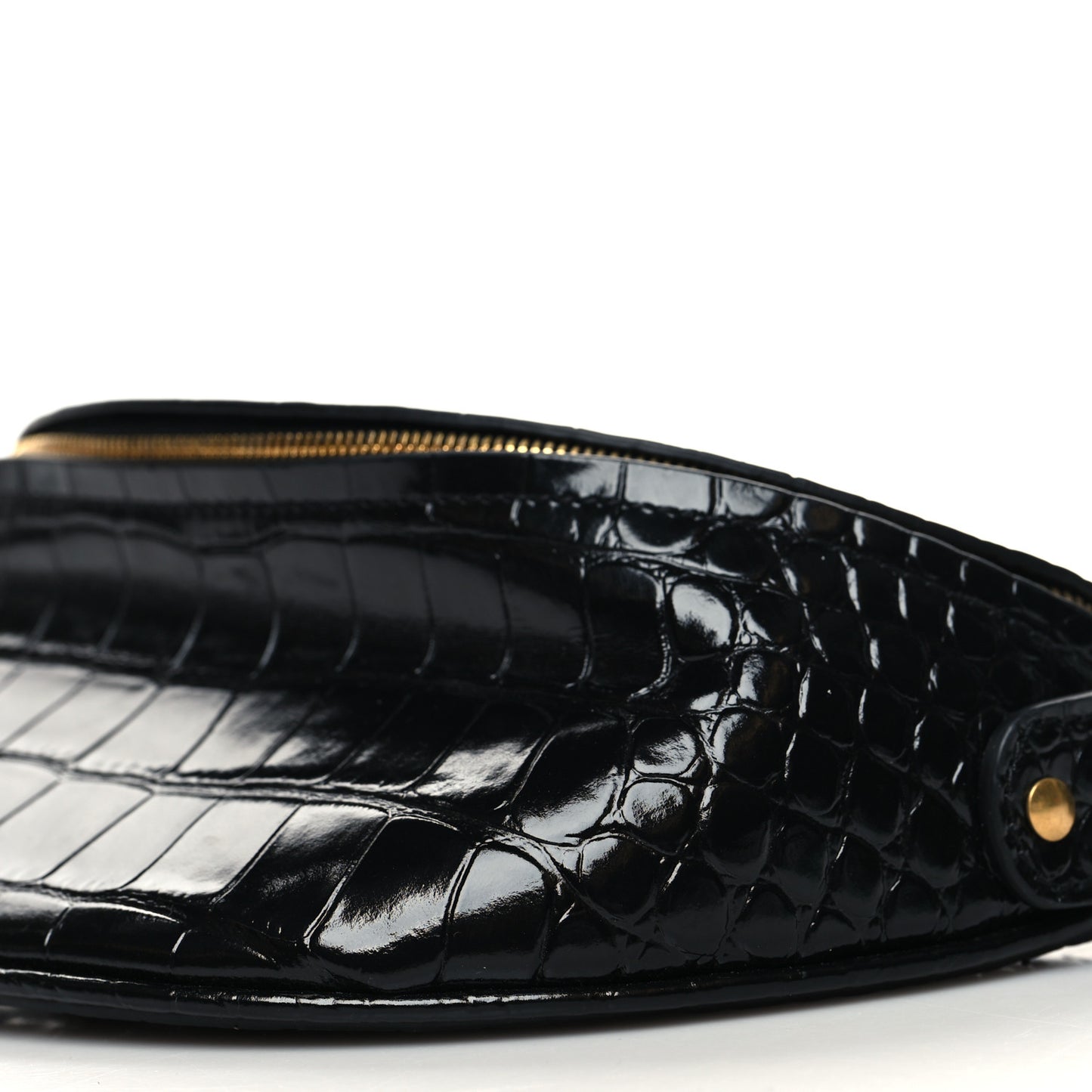 Calfskin Crocodile Embossed Souveniers Charms Belt Bag Black
