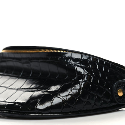 Balenciaga Calfskin Crocodile Embossed Souveniers Charms Belt Bag Black 10 of 10
