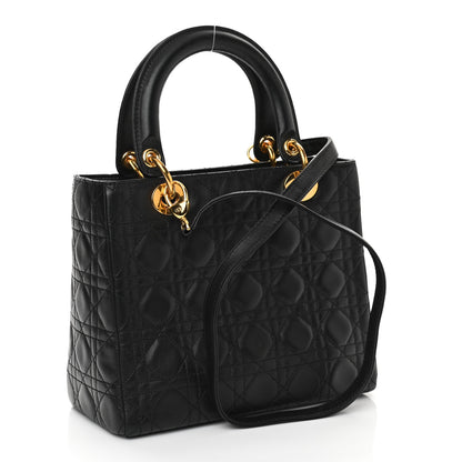 Christian Dior Lambskin Cannage Medium Lady Dior Black 3 of 10