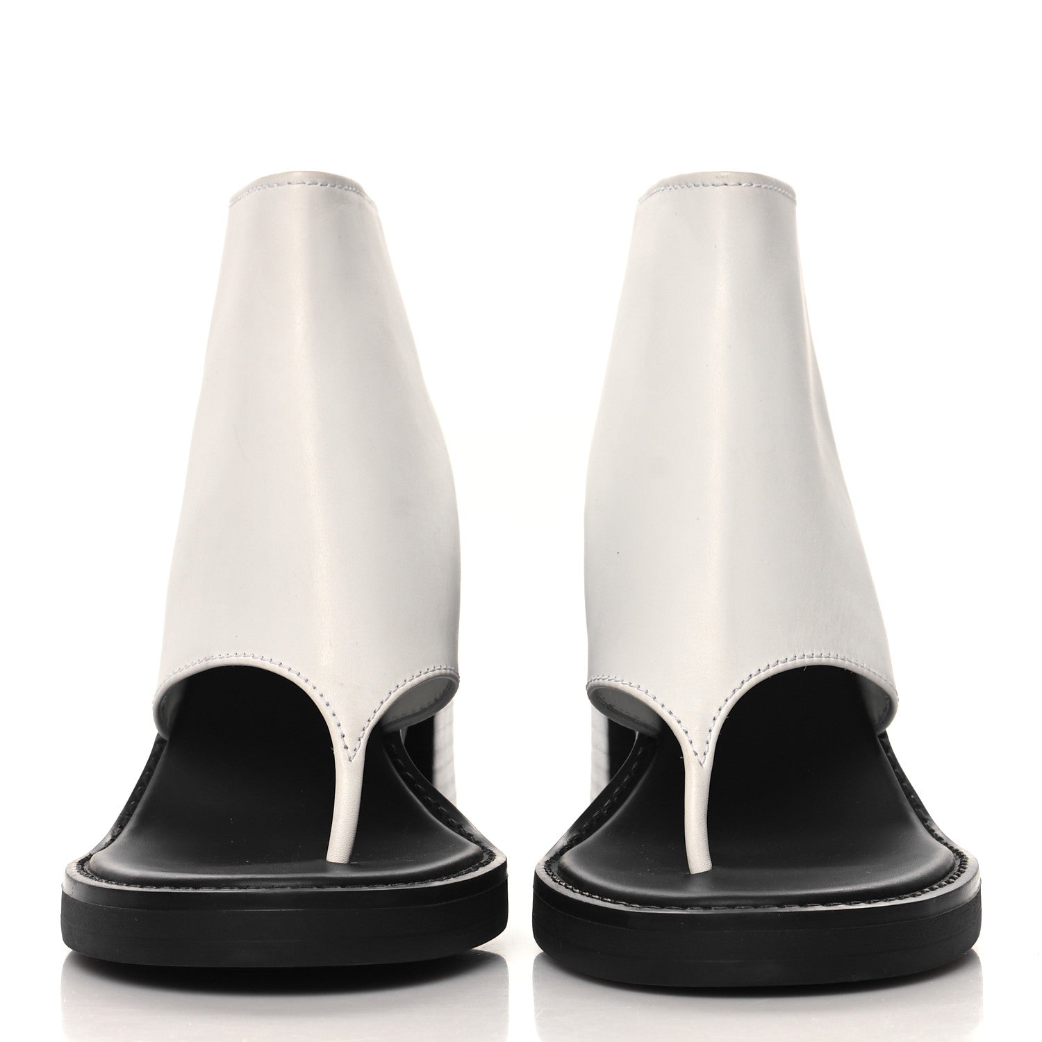 Miu Miu Calfskin Thong Ankle Booties 38.5 White Black 3 of 10