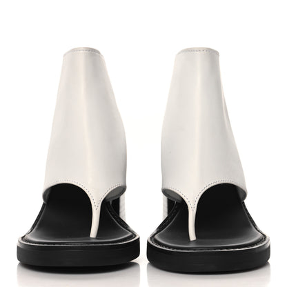 Miu Miu Calfskin Thong Ankle Booties 38.5 White Black 3 of 10