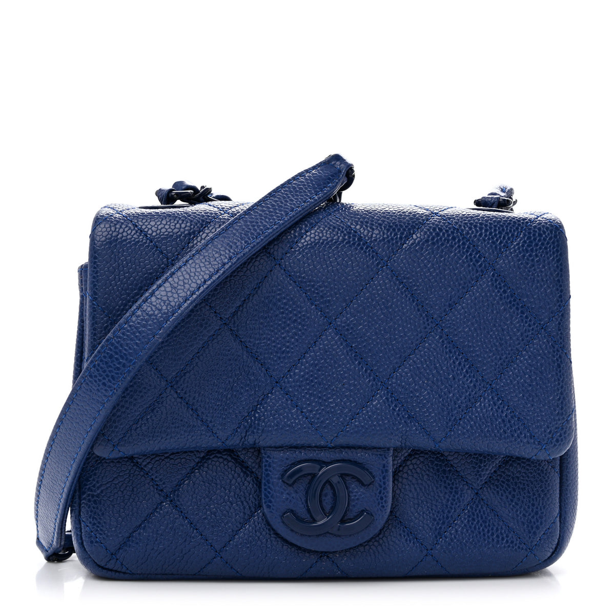 Caviar Quilted Incognito Mini Square Flap Dark Blue