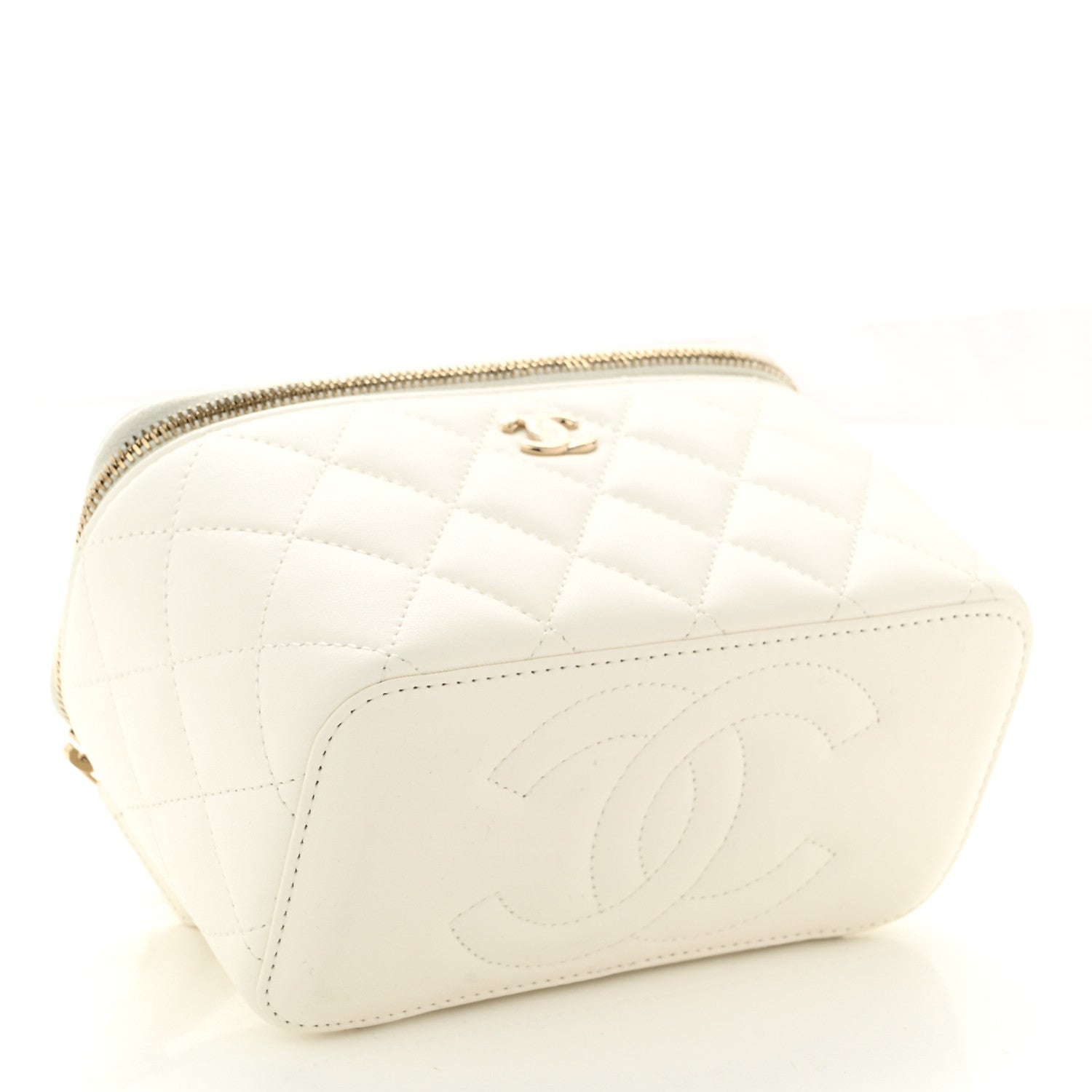 Chanel Lambskin Quilted Pearl Crush Small Vanity Case With Chain White 5 of 11
