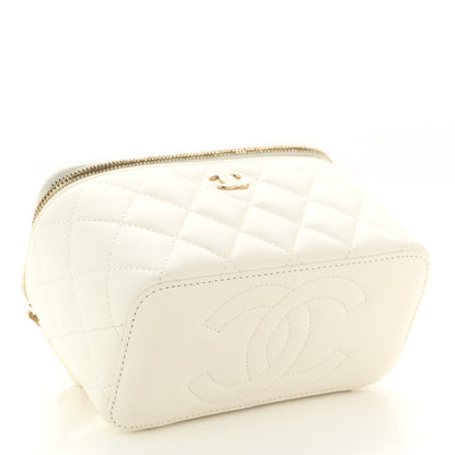 Chanel Lambskin Quilted Pearl Crush Small Vanity Case With Chain White 5 of 11